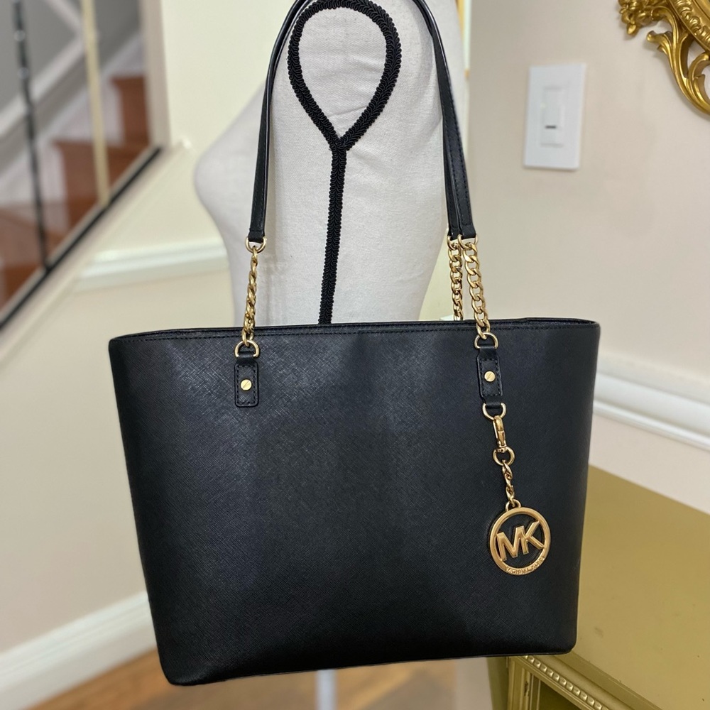 Michael Kors Leather Top-Zip Tote Bag